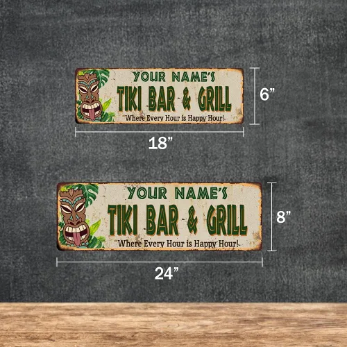 Miniatura 2 de Letrero personalizado de TIKI BAR & GRILL para decoración de cabaña, bares, decoración de parrilla, accesorios hawaianos, patio, playa, tabla