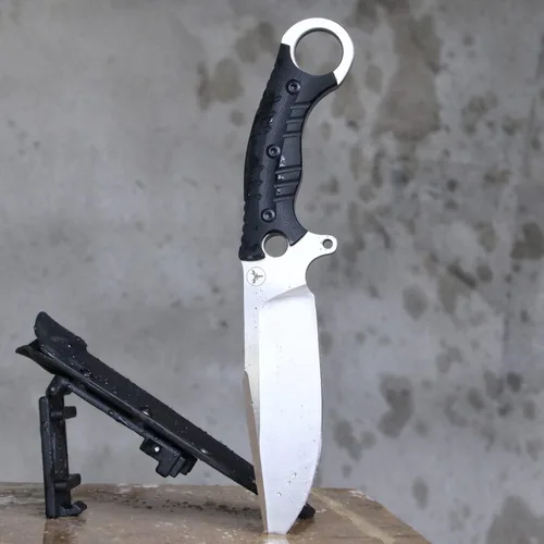 Miniatura 3 de Cuchillo de hoja fija de 12.2 pulgadas, mango de acero G10 DC53, cuchillo de garra para exteriores, herramientas EDC de campamento, fundas Kydex
