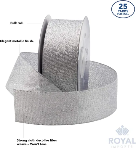 Miniatura 4 de Royal Imports Rollo de cinta de tela metálica brillante con purpurina para Navidad, manualidades, floral, boda, costura, fabricación de lazos