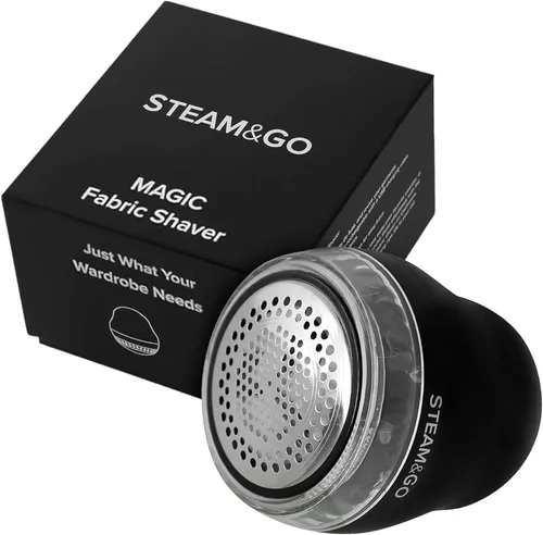 Steam & Go - Desfuzzer de tela, afeitadora de tela recargable y removedor de pelusas, afeitadoras de suéter portátiles para eliminar pelusas,