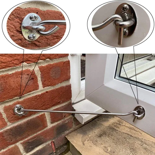 Miniatura 5 de Gancho de cabina【2 piezas】SUS 304 de acero inoxidable para cobertizo de puerta de puerta, soporte silencioso para ventana (16 pulgadas)