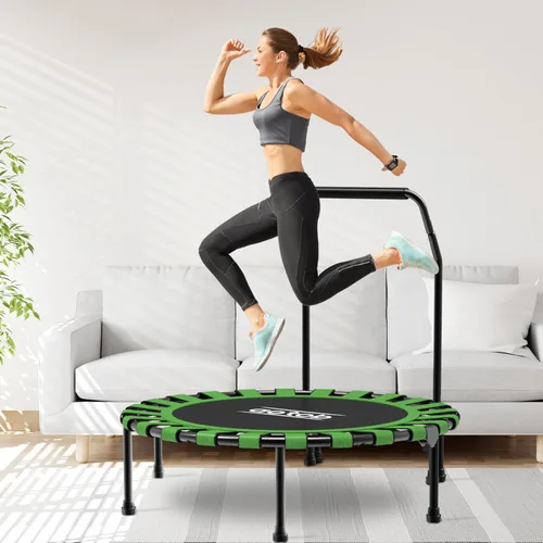 Miniatura 7 de AOTOB Trampolín de Fitness de 40/48" para Adultos, Carga Máxima 450 LBS, Mini Trampolín Plegable con Cuerdas Elásticas Duraderas, Pequeño Trampolín