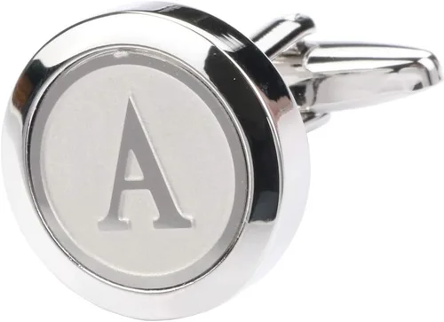 Miniatura 3 de Gemelos clásicos, de acero inoxidable y con las 26 letras iniciales del alfabeto de la A-Z para hombre, para negocios, bodas y camisas