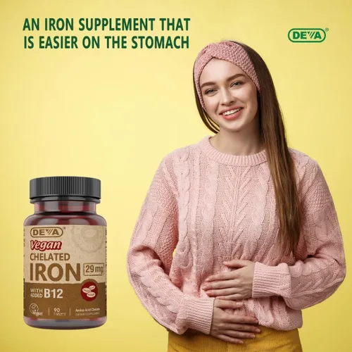 Miniatura 6 de Deva Nutrition Hierro quelado vegano 29 mg fortificado con B-12 - Alta potencia, fácil de tragar - 90 tabletas, paquete de 2