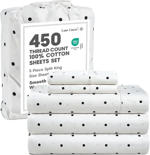 Miniatura 25 de LANE LINEN - Sábanas tamaño Split King para cama ajustable, 450 hilos, 100% algodón, 2 sábanas bajeras individuales XL, con bolsillo profundo, 05