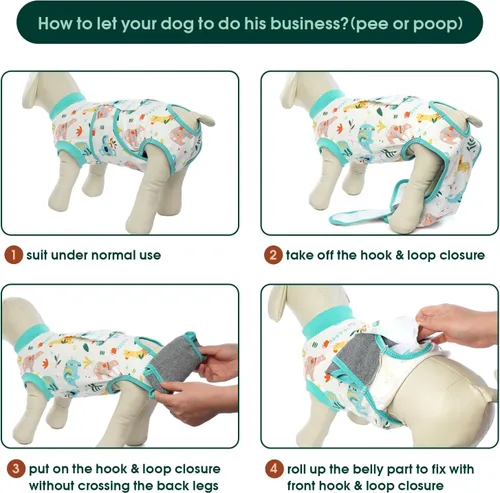 Miniatura 4 de Kuoser - Traje de recuperación posterior a la cirugía para perros y gatos, camisa profesional y vendaje de heridas abdominales, reemplaza collar