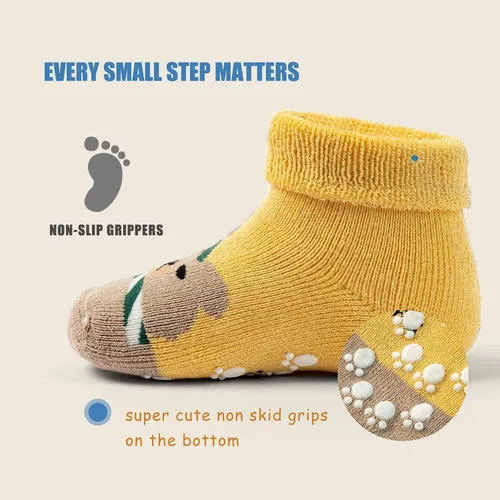 Miniatura 6 de Calcetines cálidos antideslizantes para bebés y niños, calcetines de invierno gruesos con agarres para bebés y niñas, calcetines antideslizantes