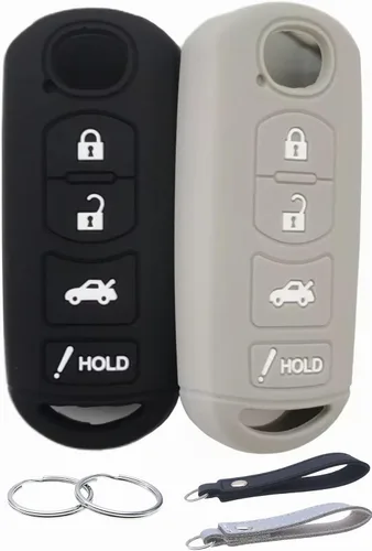Miniatura 6 de REPROTECTING Funda de Goma de Silicona para Llavero Compatible con 2009-2019 Mazda 3 6 CX-5 CX-7 CX-9 MX-5 Miata Toyota Yaris iA Scion iA (Rosa Rosa)
