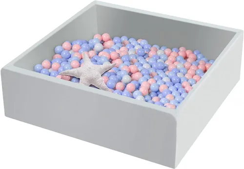Miniatura 11 de Piscina cuadrada de espuma para niños pequeños, 35 x 35 x 12 pulgadas, piscina suave con funda extraíble, corralito de bolas de esponja Blanco