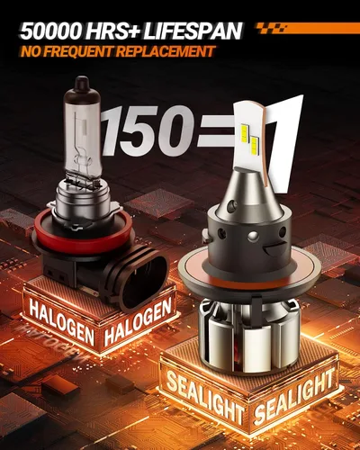 Miniatura 5 de SEALIGHT Bombillas H13 9008, 800 % 36000 LM, bombillas H13 de doble haz superbrillantes, bombillas antiniebla blancas 9008 con ventilador