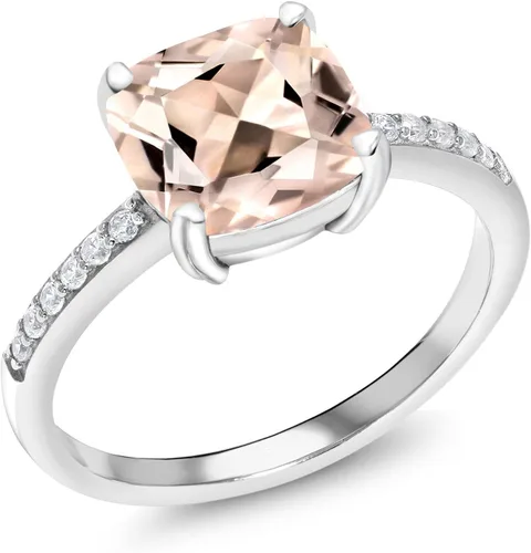 Miniatura 67 de Gem Stone King Anillo de compromiso de plata de ley 925 con piedra preciosa de corte cojín de 0.315 in Anillo de compromiso de aniversario de boda