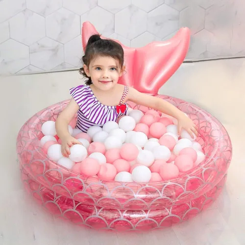 Miniatura 2 de Piscina inflable de sirena para patio trasero, piscina redonda de jardín para niños, piscina infantil para interiores y exteriores, piscina