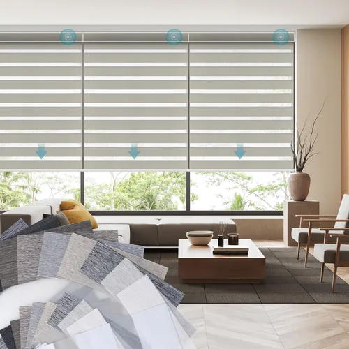 Miniatura 11 de SmartWings - Persianas motorizadas de cebra con control remoto, persianas de filtrado de luz inteligentes y semitransparentes para ventanas