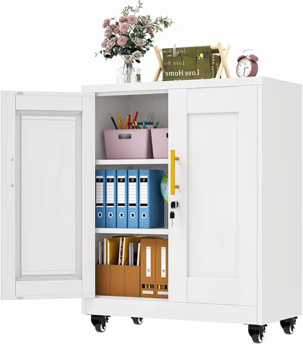 Miniatura 15 de Gabinete de casillero de almacenamiento de 62.2 cm de alto de metal con cerradura - Gabinete pequeño con cerradura para empleados, casillero