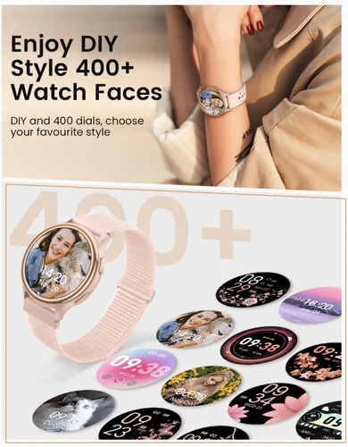 Miniatura 2 de Relojes inteligentes para mujer (respuesta/hacer llamadas), monitor de actividad de pantalla AMOLED de 1.27 pulgadas con monitor de frecuencia Rosa