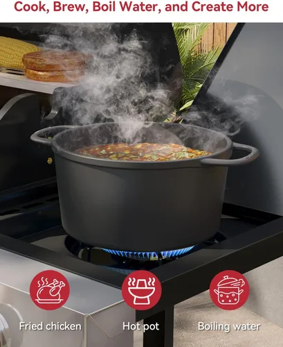 Miniatura 3 de Aoxun Parrilla de propano de 4 quemadores con quemador lateral, parrilla de gas de 49000 BTU, parrilla de acero inoxidable para exteriores
