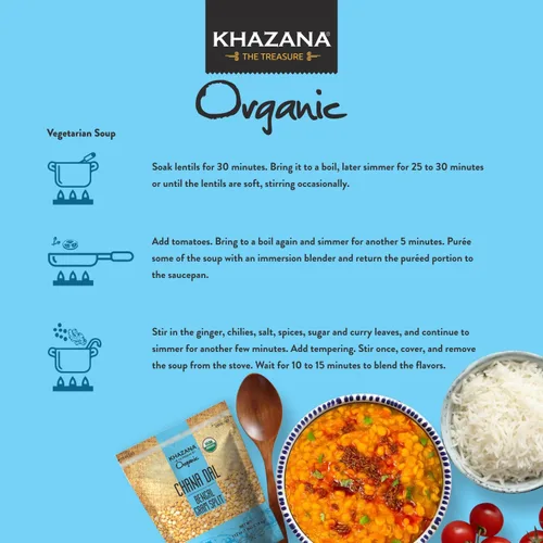 Miniatura 4 de Khazana Orgánico Chana Dal 7lb - Bengala Gram Split - Sin OMG, sin gluten y Kosher - Lentejas auténticas de la India