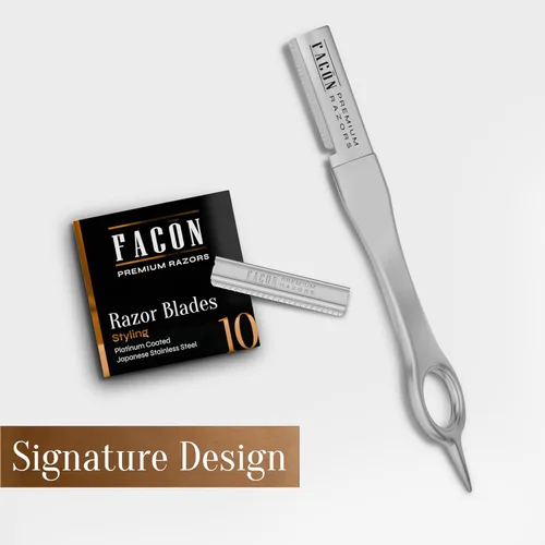 Miniatura 8 de Facón - Navaja de afeitar para barba para hombres - Herramienta profesional para moldear la barba, kit de aseo con 11 hojas de repuesto, moldeador