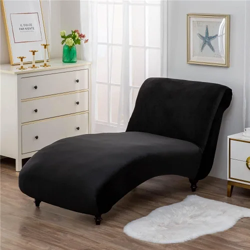 Funda de terciopelo para tumbona de lujo, para sala de estar, muebles de interior, ultra suave, lavable a máquina, color negro