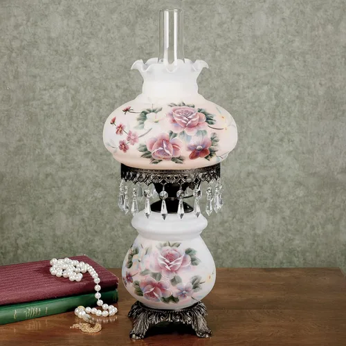 Miniatura 2 de Touch of Class Lámpara de Mesa Beatrice Hurricane Rosa - Estilo Victoriano - Perlas de Cristal, Vidrio - Estética Floral, Rosas - Eléctrica