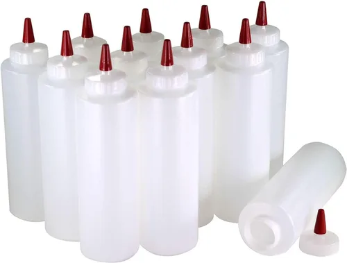 Miniatura 10 de Pinnacle Mercantile Paquete de 3 botellas exprimibles de condimentos de 8 onzas, tapa roja, suaves para glaseado, salsa de tomate, glaseado