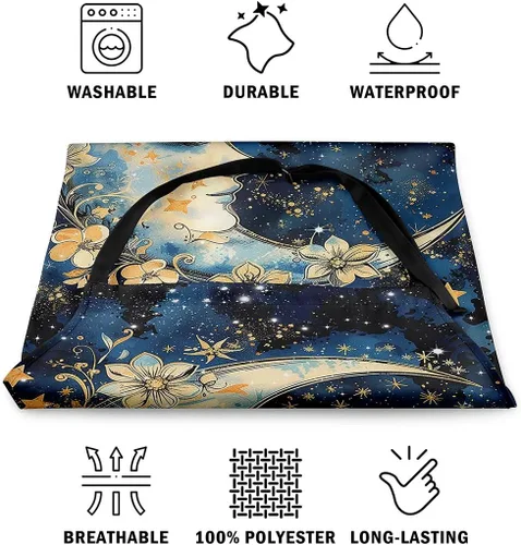 Miniatura 6 de Castle Fairy Mountain Moon Chef Apron,Starry Night Sky Apron 31"x26",Natural Landscape Painting Kitchen Aprons for Women Blue Beige Yellow