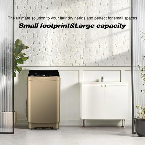 Miniatura 7 de Lavadora portátil completamente automática de 17.7 libras, pequeña lavadora para apartamento, programa de 10 lavados con manguera de drenaje