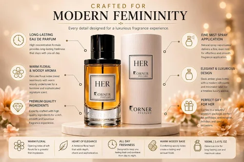 Miniatura 5 de HER Eau de Parfum for Women 3.4 Fl Oz 100ML – Long Lasting Feminine Warm Floral Woody Fragrance – Luxury Ladies Perfume