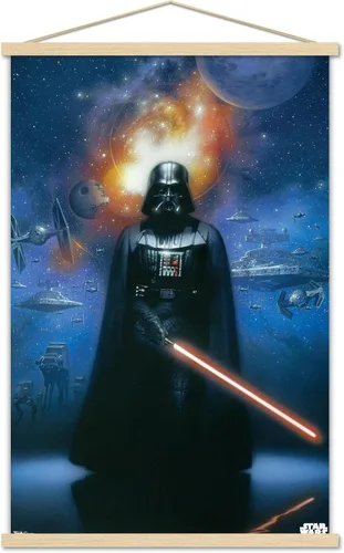 Miniatura 10 de Trends International Star Wars: Saga - Póster de pared de Vader in Space, 14.725 x 22.375 pulgadas, versión enmarcada de madera de granero