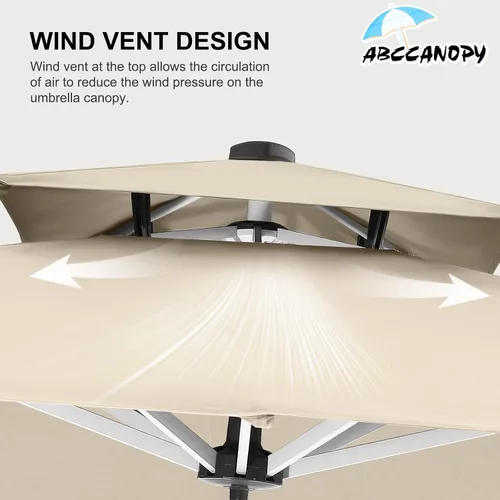 Miniatura 7 de ABCCANOPY Patio Umbrella Cantilever Double Top Outdoor Offset Umbrella with 360° Rotation