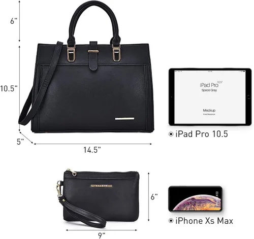 Miniatura 4 de Bolso de mano para mujer con solapa, bolso de hombro con correa, bolso de mano con asa superior, bolso tote, bolso satchel, monedero, bolso de Negro