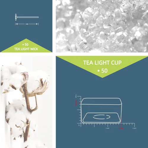 Miniatura 2 de CandMak Vasos de vela de té, 50 piezas de plástico de policarbonato transparente vacío molde de luz de té recipiente de lata con 50 mechas de vela