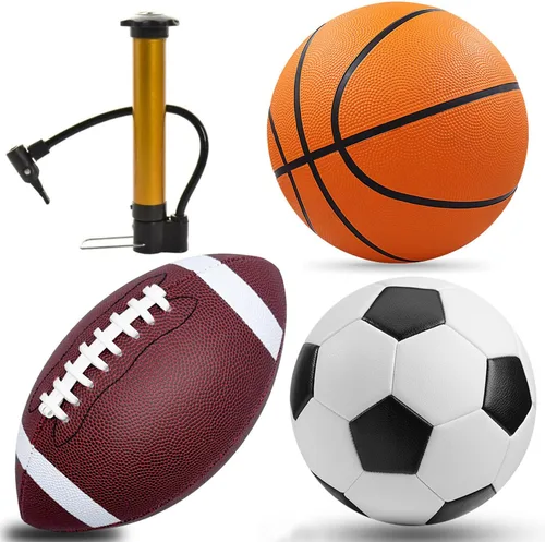Juego de 3 pelotas deportivas, incluye baloncesto tamaño 5, fútbol tamaño 4, fútbol americano tamaño 6 y bomba, equipo deportivo regalo deportivo