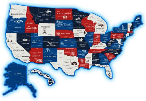 Miniatura 10 de JustLikeWood Rompecabezas de madera 3D de mapa de Estados Unidos de 16 x 9 ″ con los estados y capitales, decoraciones del 4 de julio, mapa de viaje
