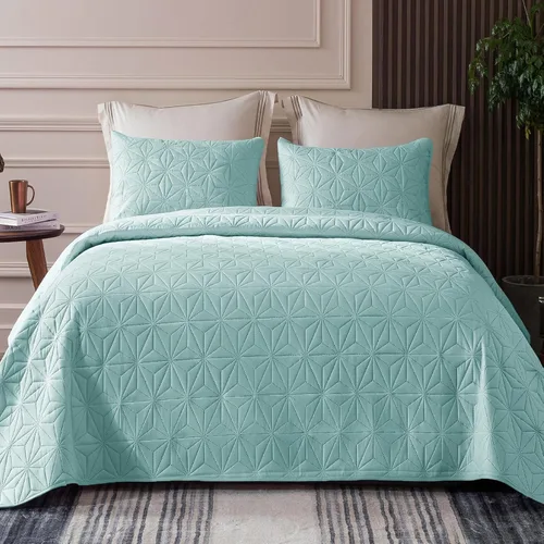 Miniatura 22 de Whale Flotilla - Juego de ropa de cama King, colchas suaves color beige brillante para cama King, tamaño King para todas las estaciones, 3 piezas
