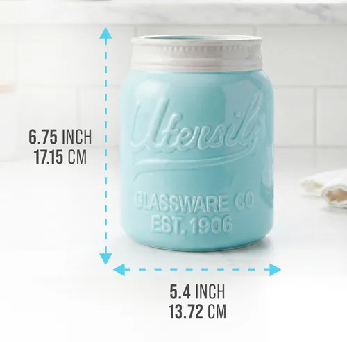 Miniatura 3 de Comfify Tarro de boca ancha para utensilios, organizador decorativo de utensilios de cocina, apto para lavavajillas, organizador de cocina azul Azul