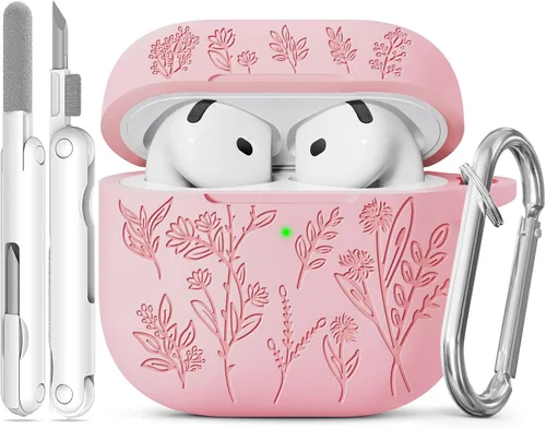 Miniatura 33 de Funda para Airpods Pro 3 con tapa magnética, fundas grabadas con flores para Apple AirPods Pro de 3ª generación 2025, funda de silicona suave