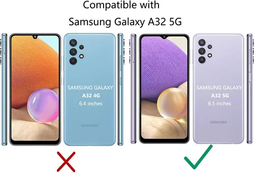 Miniatura 2 de Funda para Samsung Galaxy A32 5G con protector de pantalla, grado militar, probada contra caídas de 16 pies, color azul