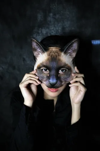 Miniatura 5 de 1 máscara de gato realista de Halloween, máscara de gato para Halloween, Navidad, Pascua, accesorio de fiesta de disfraces Máscara de gato estilo H