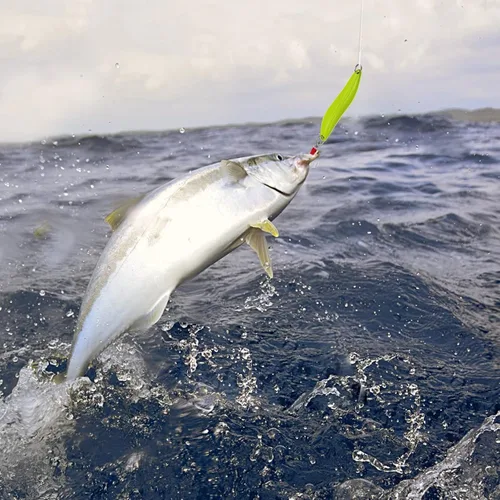 Miniatura 7 de Señuelos de pesca, cucharas de pesca, hilandero de pesca de fundición colorida, cebo duro, anzuelo único para trucha, lubina, salmón, agua dulce