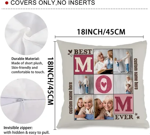 Miniatura 3 de Personalized One Picture Pillow Cover with Custom Text Allowing You to Create a Memorable Cushion Design That fits Your Sofa or Bedroom While
