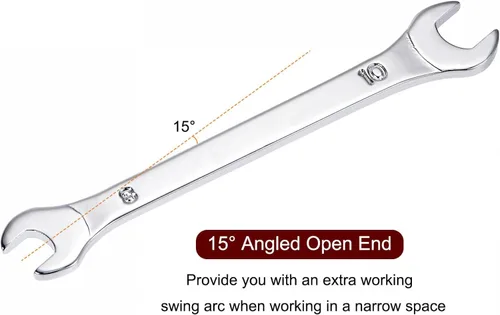 Miniatura 3 de uxcell Llave fina de extremo abierto, 0.315 in x 0.394 in, espejo métrico, acero de alto carbono, para mantenimiento doméstico y reparaciones