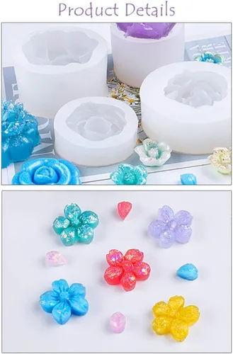 Miniatura 5 de 3 moldes de resina de flores, moldes de silicona rosa 3D, molde de fundición de epoxi, manualidades de cristal de bricolaje, collares, aretes