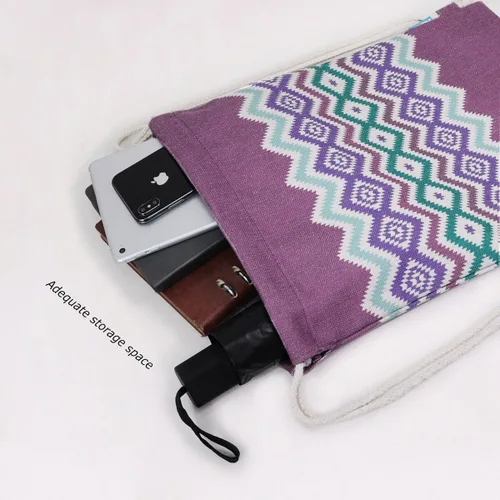 Miniatura 2 de Mochila con cordón Miomao estilo bohemia cadena bolsa lona playa deporte Daypack
