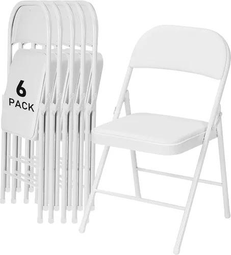 Miniatura 18 de SEALAMB Paquete de 4 sillas plegables con asiento cómodo, marco de metal resistente, sillas apilables portátiles para bodas, fiestas, oficina