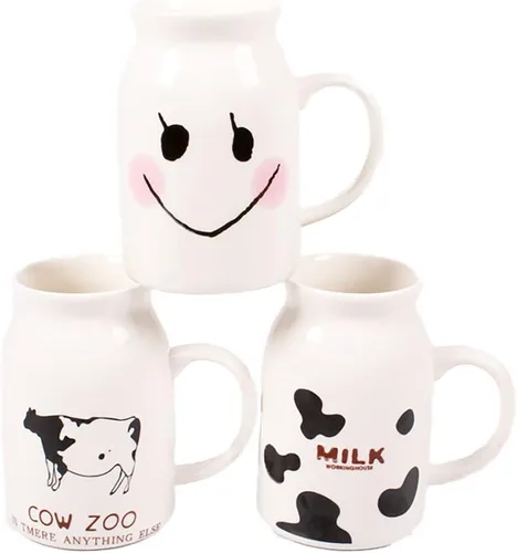 Miniatura 3 de ZaH Botella de leche de cerámica de 8 onzas para la mañana, tazas para el hogar, oficina, escuela, restaurante, club, fiesta, taza de leche, taza