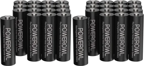 Miniatura 7 de Baterías recargables POWEROWL AA, baterías de alta capacidad de 2800mAh, 1.2V NiMH de baja autodescarga, paquete de 16