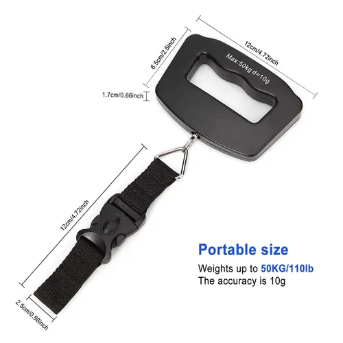 Miniatura 2 de Báscula digital de equipaje báscula colgante con pantalla LCD retroiluminada, función de tara de hasta 110 libras 110.2 lbs, báscula de equipaje