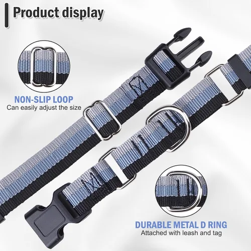 Miniatura 7 de Martingale - Juego de collar y correa para perro, para caminar, jugar, entrenar, collares reflectantes ajustables con correa para perros pequeños