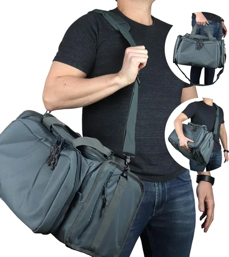 Miniatura 7 de OSAGE RIVER Bolsa táctica con bolsas extraíbles para pistola, bolsa de lona para munición, tiro, caza o viajes Gunmetal Grey
